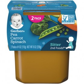 GERBER 2ND FOODS PEA CARROT SPINACH 2PK*4OZ