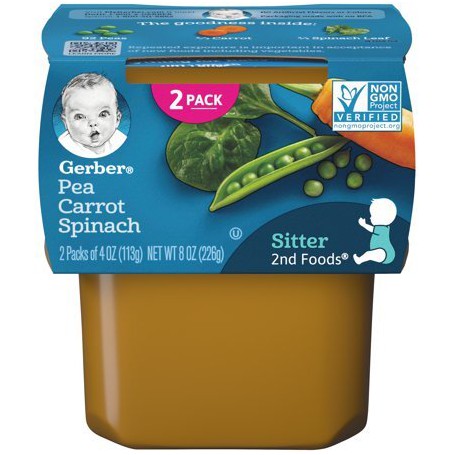 GERBER 2ND PEA/CARR/SPN 4 OZ 2 PK