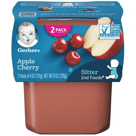 GERBER 2ND APL CHRY 4 OZ 2 PK