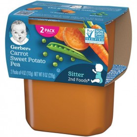 GERBER 2ND Carrot Sweet Potato Pea 4OZ 2PK (8 OZ)