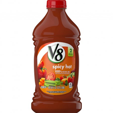 V-8 SPICY HOT 100% VEGETABLE JUICE 64 OZ.