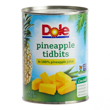 DOLE CANNED PA TIDBITS JUICE 20 OZ