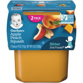 GERBER 2ND APL/PCH/SQH 4 OZ 2 PK