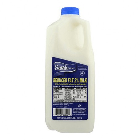SARAH FARMS 2 % MILK (0.50 GAL)